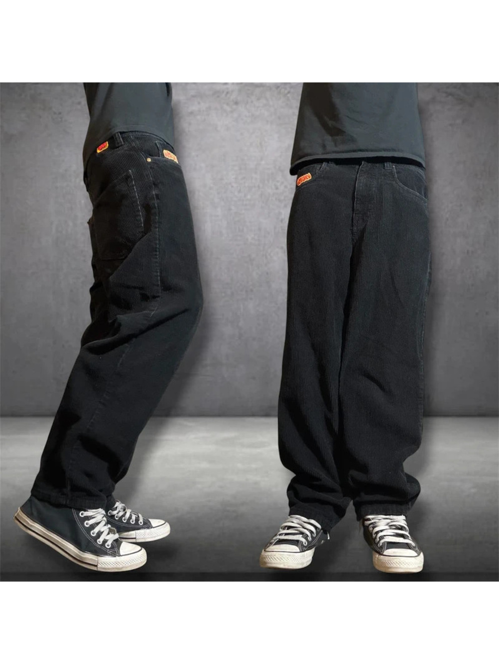 Baggy black corduroy empyre pants size 28